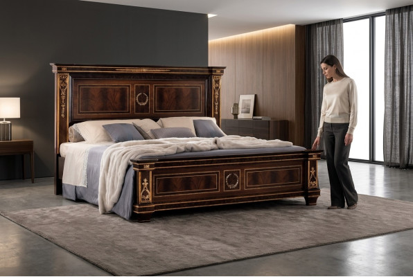 Dormitorio Hotel Camas Cama doble Diseño Madera 180x200 cm Muebles Arredoclassic