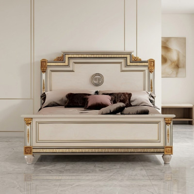 Lujo dormitorio cama tapizada Diseño lujo doble camas de hotel cama king size