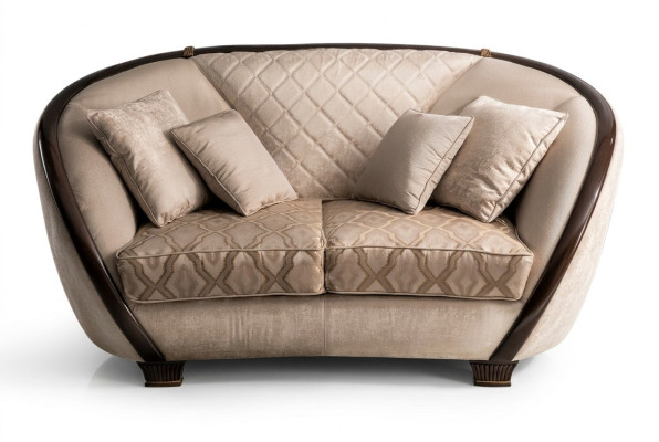 Sofá de tela para sala de estar de 2 plazas, sofá de diseño, beige, textil, tapizado.