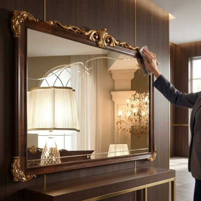 Espejo de pared con marco de madera, marco de espejo, diseño barroco rococó, muebles de sala de estar nuevos.