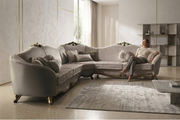 Sofá de esquina conjunto de salón sofá sofá en forma de L acolchado sofás textiles arredoclassic