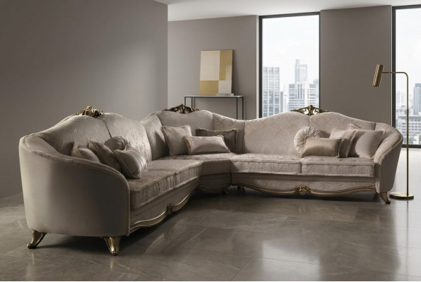 Sofá de esquina conjunto de salón sofá sofá en forma de L acolchado sofás textiles arredoclassic