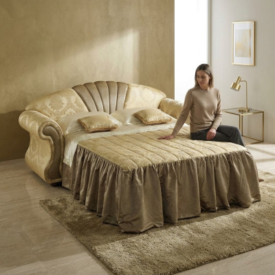 Sofá de 2 plazas diseño clásico de tela de tapicería con función de cama.