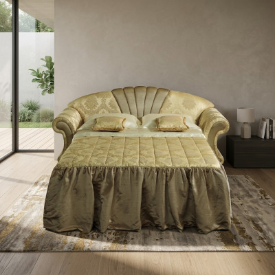 Sofá de 2 plazas diseño clásico de tela de tapicería con función de cama.