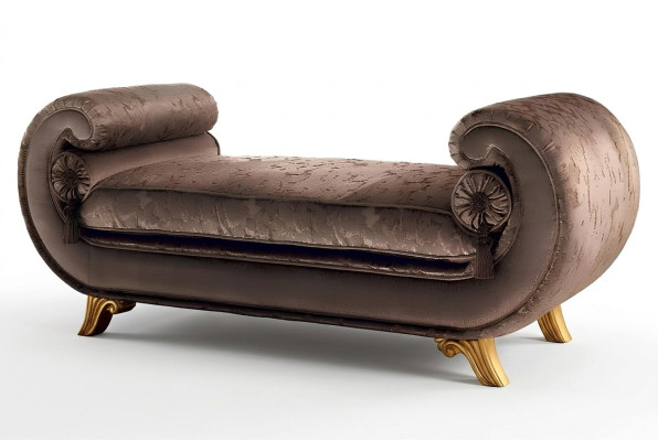Sala de estar Muebles de salón Sofá de diseño clásico Textil marrón Chaise longue Nuevo