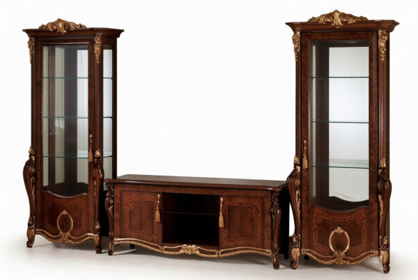 Conjunto de muebles de sala de estar Designer, aparador de sala de estar, 2 vitrinas, 3 piezas. Mueble de pared nuevo.