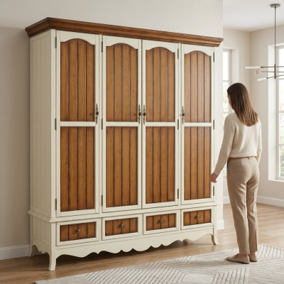 Dormitorio Armario de madera de 3 puertas Armario de pared Armarios Armarios de ropa