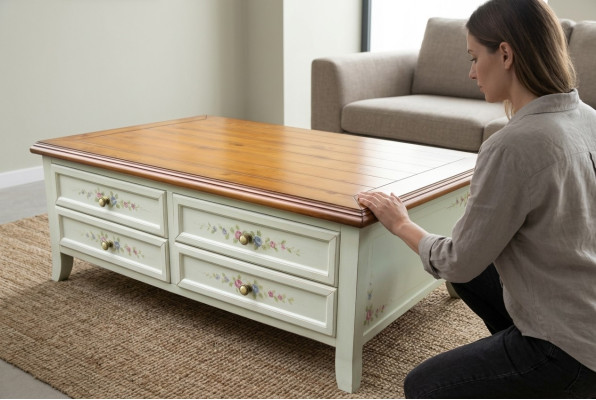 Mesa auxiliar, mesa de diseño, sofá de madera, muebles de sala de estar nuevos, sala de estar.