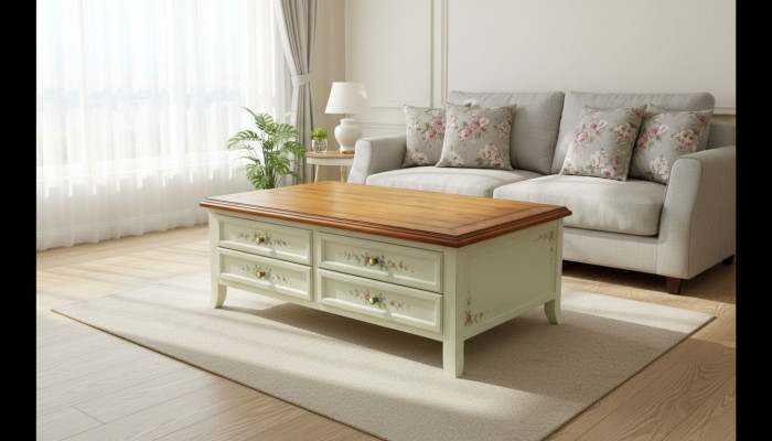 Mesa auxiliar, mesa de diseño, sofá de madera, muebles de sala de estar nuevos, sala de estar.
