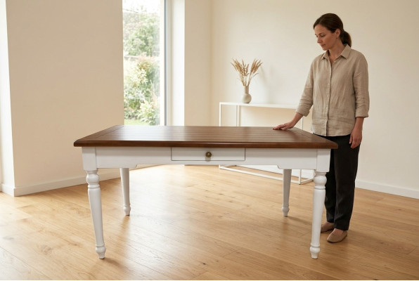Diseño de mesa de comedor de madera Mesas Muebles de comedor Rectangular Mesas de madera maciza Estilo rústico