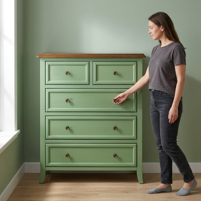 Cómoda verde, aparador, armario, muebles de madera real, cómodas, armarios nuevos.
