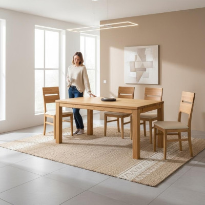 Mesa Mesa de comedor Muebles macizos Comedor 200x100cm Madera real Madera maciza Nuevas mesas