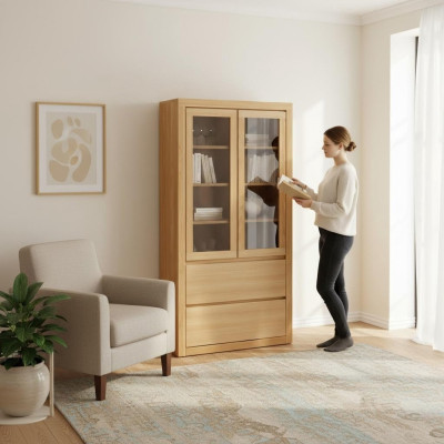 Vitrina Vitrinas Armario Estante Mueble de madera Armario Sistema de estanterías Sala de estar Vitrina de cristal