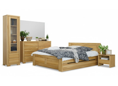 Dormitorio Muebles 3 piezas. Conjunto Cama Mesitas de noche 2x Camas Madera real Madera maciza