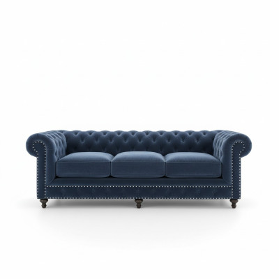 Chesterfield sofá conjunto de tapizado de sofá de tela de cuero de sofá.