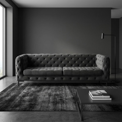 Diseñador sofá Chesterfield de tres plazas negro 3 plazas moderno.