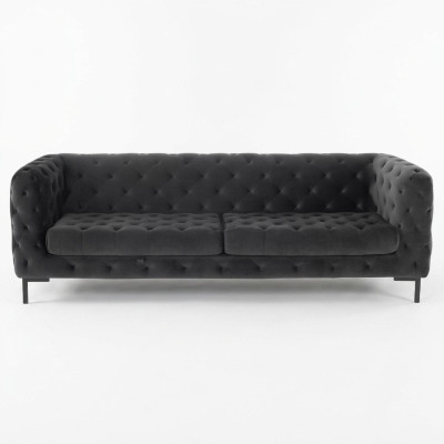 Diseñador sofá Chesterfield de tres plazas negro 3 plazas moderno.