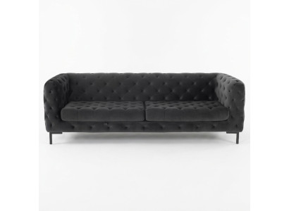 Diseñador sofá Chesterfield de tres plazas negro 3 plazas moderno.