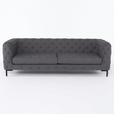 Sofá Chesterfield de lujo de 3 plazas en gris para salón.