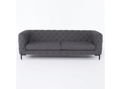 Sofá Chesterfield de lujo de 3 plazas en gris para salón.