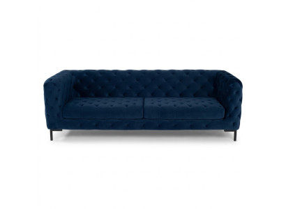 Elegante sofá azul Chesterfield de 3 plazas de lujo para la sala de estar