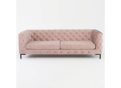 Sofá Chesterfield de tela y cuero, conjunto de sofás y sillones acolchados de 3 plazas.