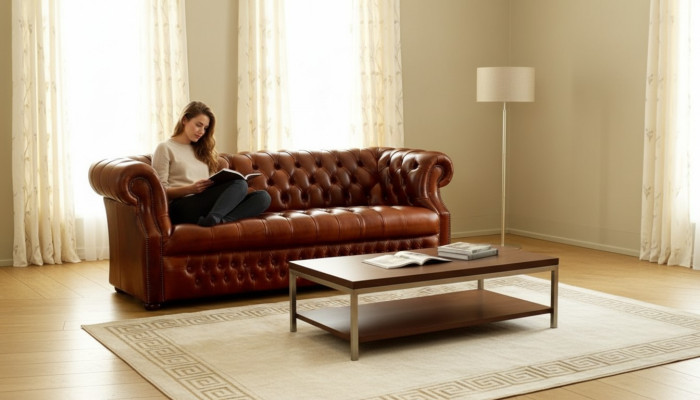 Sofá de tres plazas Chesterfield marrón diseñador Elegante sofá de 3 plazas estilo couch