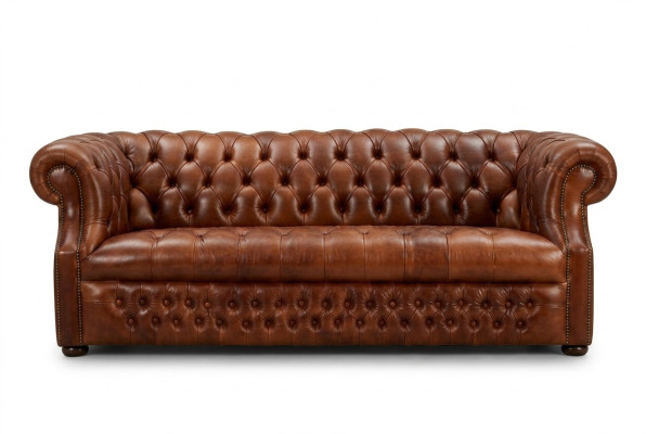 Sofá de tres plazas Chesterfield marrón diseñador Elegante sofá de 3 plazas estilo couch