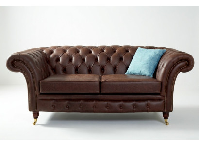 Chesterfield Mens Club Sofa Couch Leather Upholstery 2 Seater Brown NEW jvmoebel ®  Chesterfield Sofá de Club de Hombres, Sofá de Cuero de 2 Plazas marrón, NUEVO jvmoebel ®