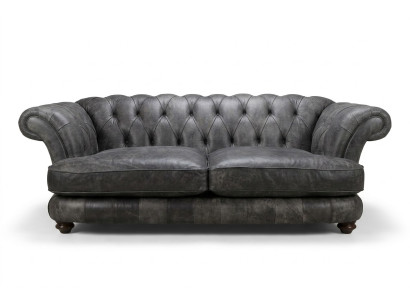 Sofá Chesterfield Big Xxl % Cuero Negro de 3 plazas en estilo vintage