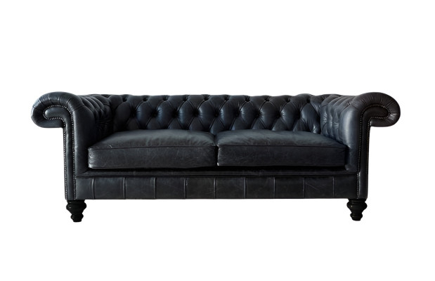 Diseñador gris Chesterfield de 3 plazas de lujo para salón.