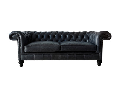 Diseñador gris Chesterfield de 3 plazas de lujo para salón.