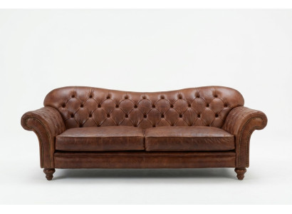 Lujo Chesterfield Sofá de salón marrón Sofá Asiento Acolchado Textil Sofás Nuevos