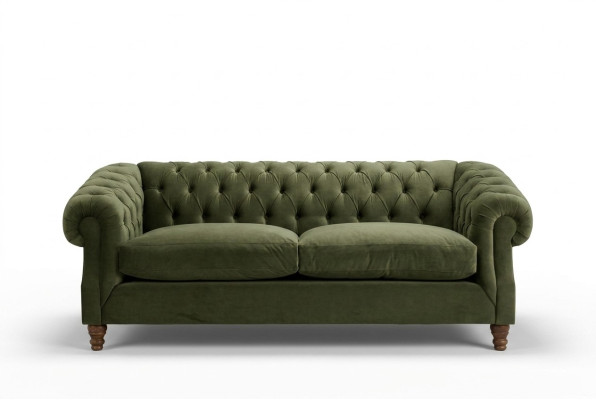 Verde Chesterfield de lujo de diseñador de tres plazas.