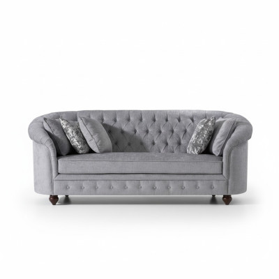 Sofá Chesterfield tapizado en tela o cuero, conjunto de sofás de 3 plazas.