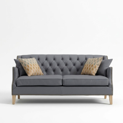 Sofá gris Chesterfield de oficina y de recepción en cuero y textil nuevo jvmoebel ®