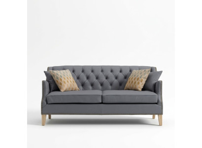 Sofá gris Chesterfield de oficina y de recepción en cuero y textil nuevo jvmoebel ®