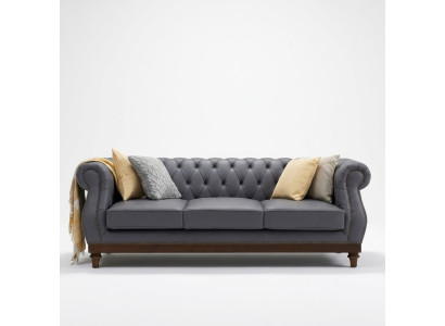 Sofá Chesterfield tapizado de cuero sofá tela tapizado set de muebles