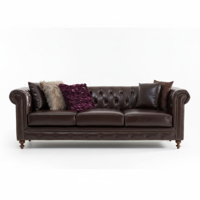 Sofá Chesterfield de tela de cuero forrado Sofá Sofá Sofá individual de 3 plazas