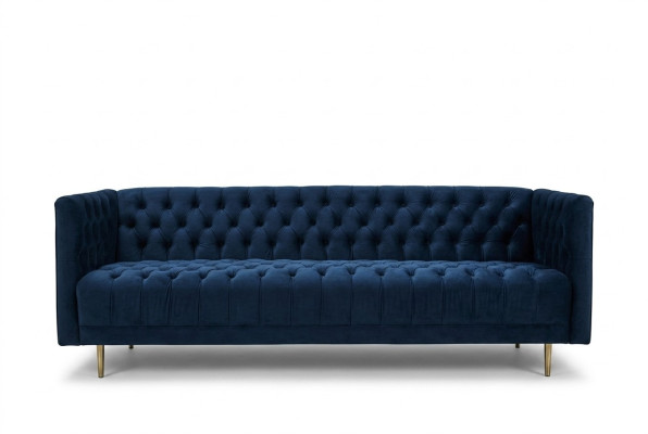 Sofá Chesterfield de tela y cuero, tapizado, sofá de 4 plazas.