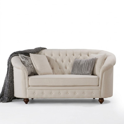 Sofá clásico de tela - Sofá Chesterfield de 2 plazas de tela beige Nuevo jvmoebel ®