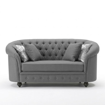 Sofá de tela clásico - Sofá de 2 plazas de chesterfield gris Nuevo jvmoebel®