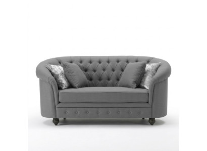 Sofá de tela clásico - Sofá de 2 plazas de chesterfield gris Nuevo jvmoebel®