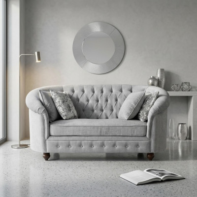 jvmoebel ® - Sofá de diseñador de casa de campo - Sofá textil Chesterfield gris tela nuevo