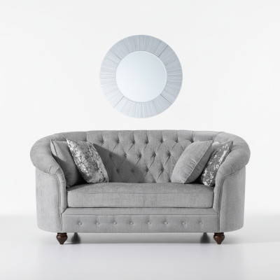 jvmoebel ® - Sofá de diseñador de casa de campo - Sofá textil Chesterfield gris tela nuevo