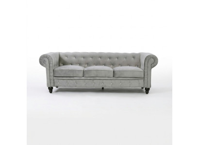 Sofá de diseño de lujo Chesterfield gris de 3 plazas