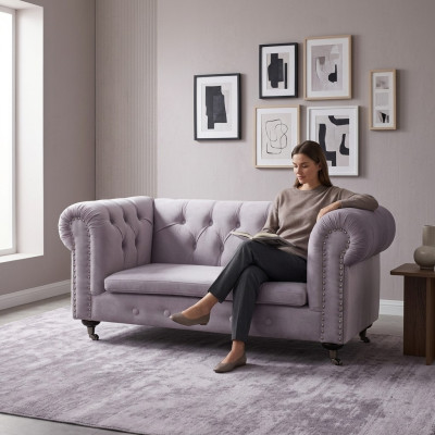 Chesterfield 2-Sitzer Sofá clásico de lujo barroco rococó Textil Cuero Coche