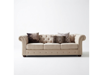 Muebles de estilo rústico - Conjunto de sofás Chesterfield de 3 plazas + 2 plazas de tela.