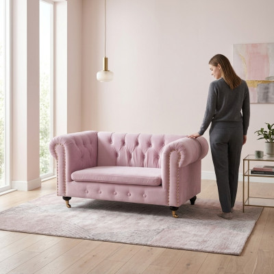 jvmoebel ® Sofá de cuero - Sofá de diseño de tres plazas, nuevo conjunto de sofás rosa