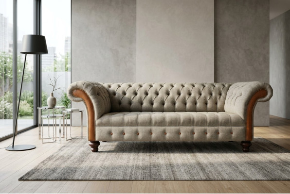 Chesterfield de 3 plazas, sofá clásico de lujo barroco rococó, tela sofá.